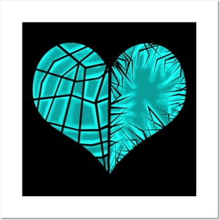 Aqua Blue Heart - Cuts & Scratch Posters and Art